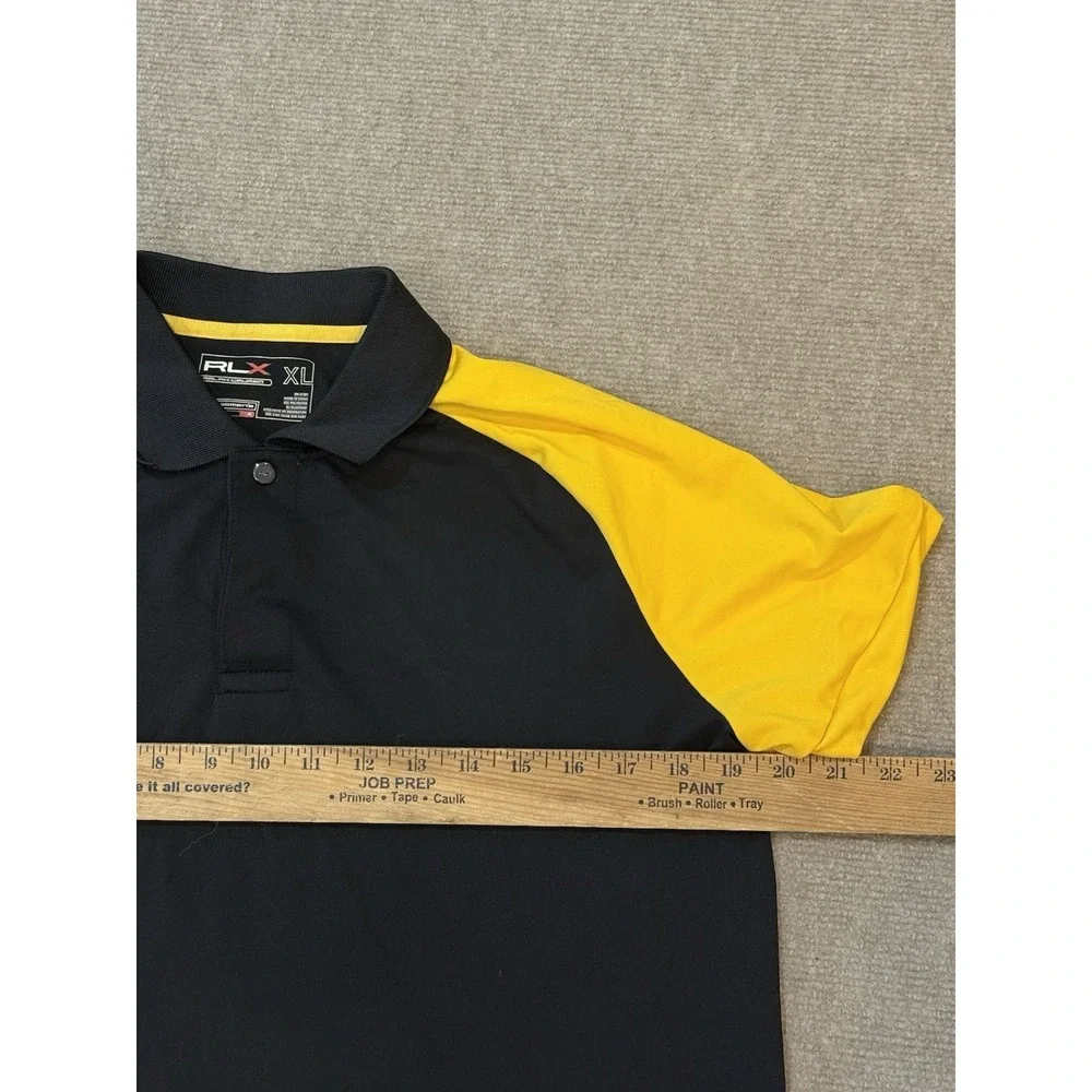 RLX Ralph Lauren Golf Polo Shirt Tailored Fit Black Yellow Women's Size XL